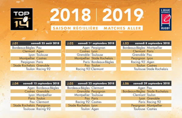 Calendrier Top 14 2018 - 2019 